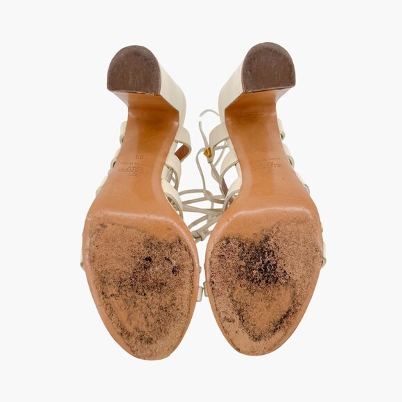 Valentino Garavani Rockstud White Lace Up Gladiator Sandals Heels Size 38 US 8 - Picture 14 of 16